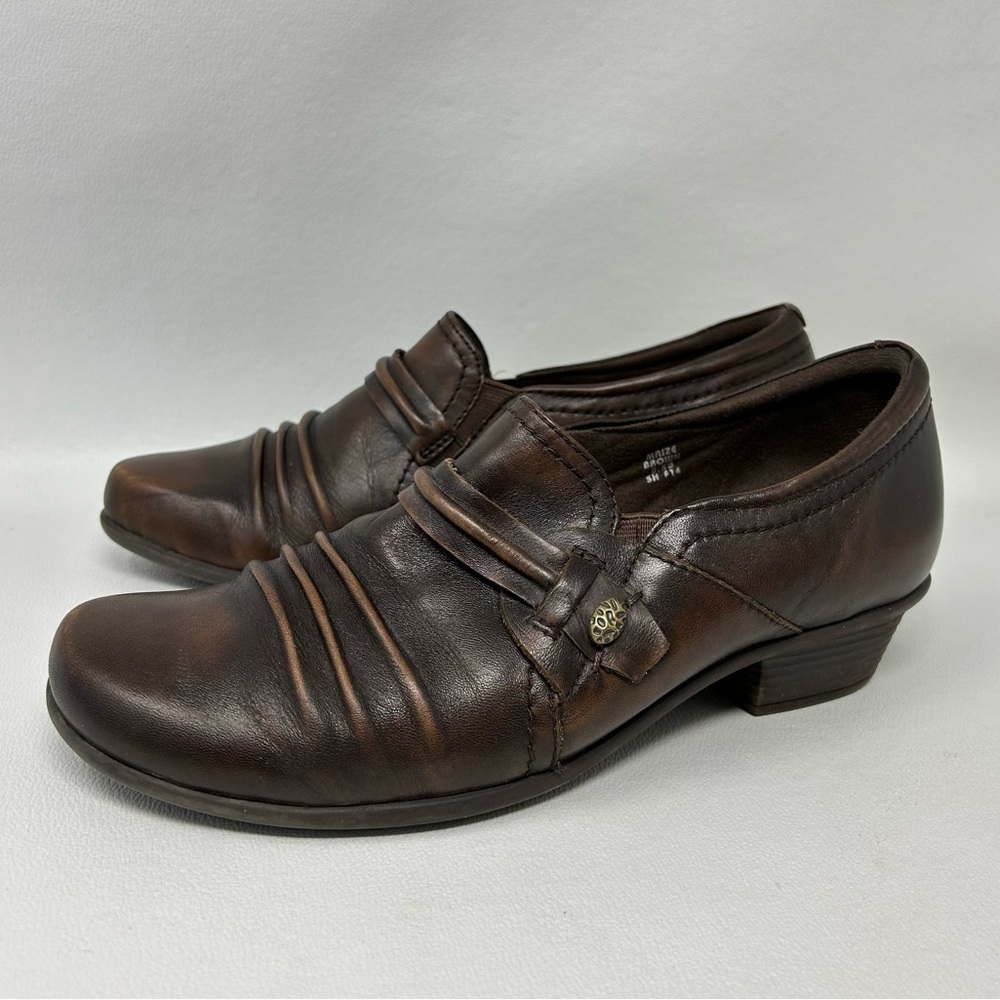 Earth Shoes Womens 8.5 Maize Pump Loafers Slip On Brown Leather Round Toe